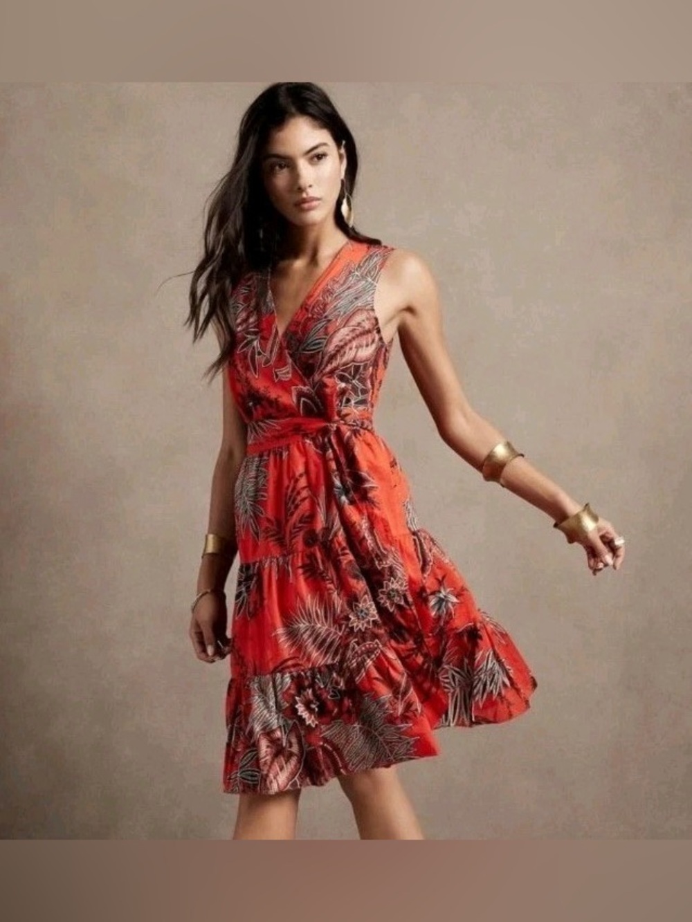 Banana Republic Wrap stampa red dress sz XL